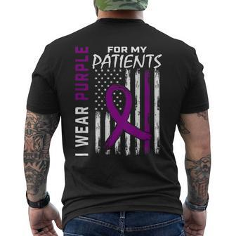 Purple For Patients Alzheimers American Flag Print On Back Men's T-shirt Back Print - Monsterry CA