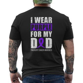 Purple Ribbon Cancer Warrior Dad Pancreatic Cancer Awareness Mens Back Print T-shirt | Mazezy UK