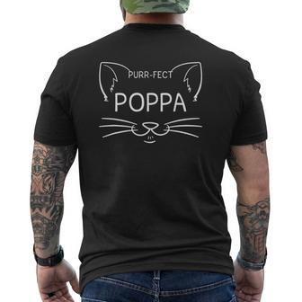 Purr Fect Poppa Cat Lover Father Daddy Kitten Owner Mens Back Print T-shirt | Mazezy