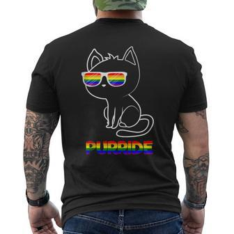 Purride Lgbt Flag Sunglasses Cute Gay Pride Cat Lover Men's T-shirt Back Print - Monsterry