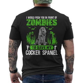 Push You In Front Of Zombies Save Cocker Spaniel Dog Men's T-shirt Back Print | Mazezy