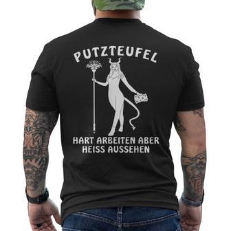 Putzteufel Putzen Teufel Reinigungskraft Putzfrau T-Shirt mit Rückendruck - Seseable