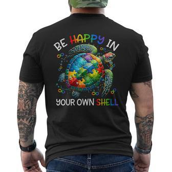 Puzzle Turtle Be Happy In Your Own Shell Autism Awareness Men's T-shirt Back Print | Mazezy