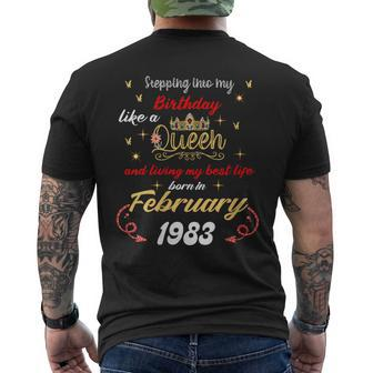 Queen Was Born In February 1983 Stepping Into My Birthday Men's T-shirt Back Print | Mazezy
