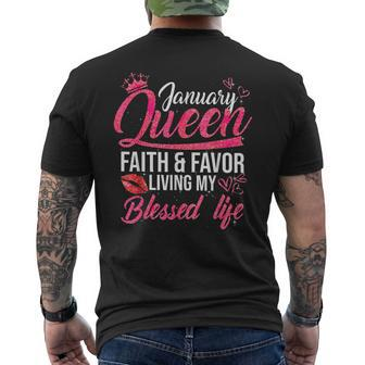 A Queen Was Born In January Birthday For Queen Girls Men's T-shirt Back Print | Mazezy DE