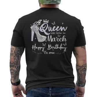 A Queen Was Born In March Birthday Month March 2024 Men's T-shirt Back Print - Thegiftio UK