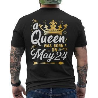 A Queen Was Born On May 24 Cute Girly May 24Th Birthday Men's T-shirt Back Print - Monsterry