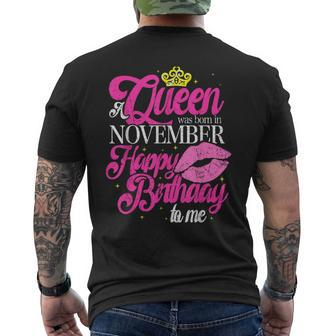 A Queen Was Born In November Happy Birthday To Me Men's T-shirt Back Print - Monsterry