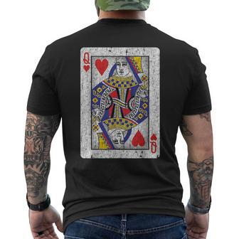 Queen Of Hearts Card Poker Bridge Player Costume Men's T-shirt Back Print - Monsterry