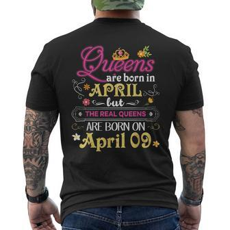 Queens Are Born In April But The Real On 9 9Th Birthday Men's T-shirt Back Print - Monsterry AU