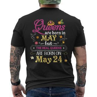 Queens Are Born In May But The Real On 24 24Th Birthday Men's T-shirt Back Print - Monsterry
