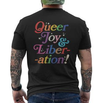 Queer Joy Liberation Bisexual Subtle Lesbian Sapphic Pride Men's T-shirt Back Print - Monsterry AU