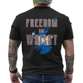 Rabbie Burns Quote Freedom Whisky Scottish Colors Map Flag Men's T-shirt Back Print - Monsterry