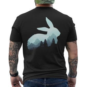 Rabbit Bunny Hare Double Exposure Surreal Wildlife Animal Pullover Men's T-shirt Back Print | Mazezy