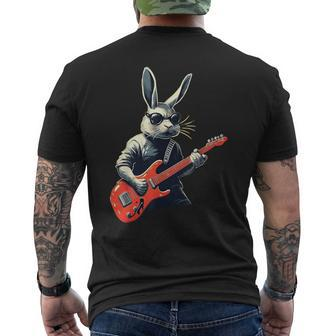 Rabbit Bunny Wearing Sunglasses Playing Guitar Musician Men's T-shirt Back Print - Seseable
