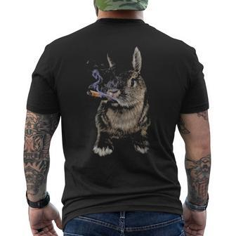 Rabbit Puffing Cigar Smoke Bad Bunny Men's T-shirt Back Print | Mazezy