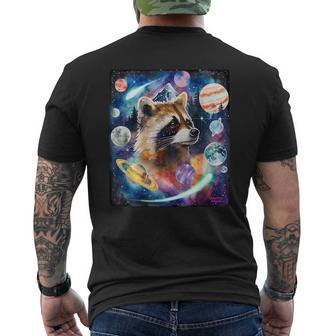 Raccoon Of The Cosmos Weird Random With Raccoons Men's T-shirt Back Print - Monsterry