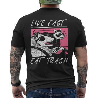 Raccoon And Possum Live Fast Eat Trash Enjoy Life Adventure Men's T-shirt Back Print - Seseable