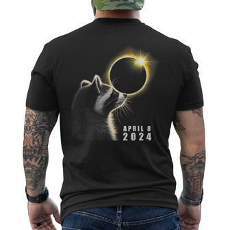 Raccoon Watching Eclipse Total Solar Eclipse April 8 2024 Men's T-shirt Back Print - Seseable