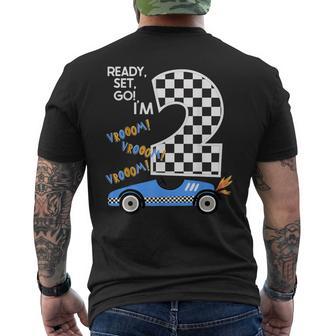 Race Car 2Nd Birthday Party Racing Car Driver 2 Birthday Boy Men's T-shirt Back Print - Monsterry CA