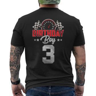 Race Car 3Rd Birthday Boy Party Racing 3 Year Old Pit Crew Men's T-shirt Back Print - Monsterry DE