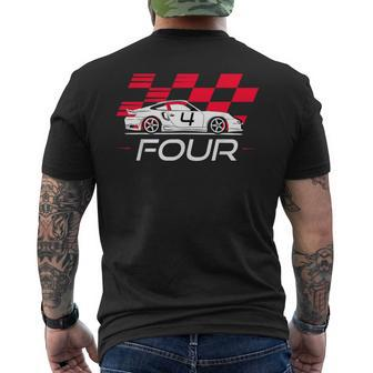 Race Car 4Th Birthday Four Year Old Boy Party Men's T-shirt Back Print - Monsterry UK
