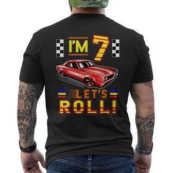 Race Car 7Th Birthday Toddler Boy Racing 7 Years Old Men's T-shirt Back Print - Monsterry
