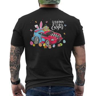 Race Car Happy Easter Eggs Bunny Toddler Racing Car Driver Men's T-shirt Back Print - Monsterry CA