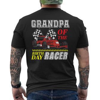 Race Car Party Grandpa Of The Birthday Racer Racing Family Men's T-shirt Back Print - Monsterry