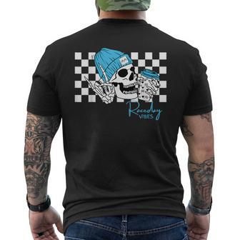 Raceday Vibes Checkered Flag Racing Skull Dirt Track Racing Men's T-shirt Back Print - Monsterry UK