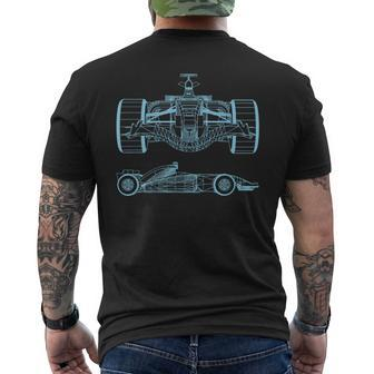 Racing Car Schematic Engineer Formula Team Fan Men's T-shirt Back Print - Thegiftio UK