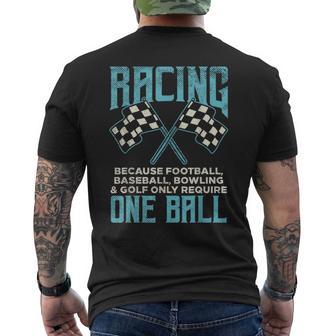 Racing One Ball Checkered Flag Race Car Driver Racer Men's T-shirt Back Print - Monsterry UK