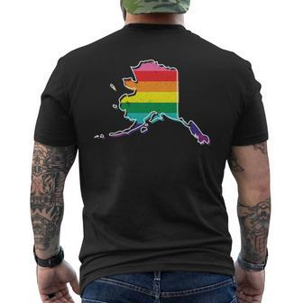Rainbow Alaskan Gay Pride Flag Vintage Men's T-shirt Back Print | Mazezy