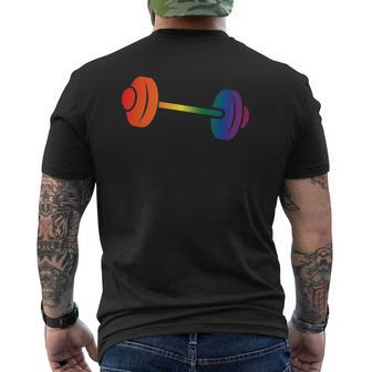 Rainbow Dumbbell For Gay Gym Owners And Lgbtq Fitness Mens Back Print T-shirt | Mazezy