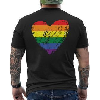 Rainbow Flag Colored Heart Lgbtq Lesbian Gay Pride Vintage Men's T-shirt Back Print - Monsterry CA