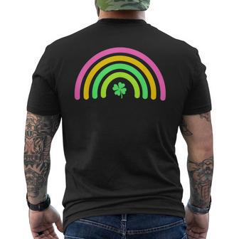 Rainbow Green Four Leaf Clover Proud Irish St Patrick's Day Men's T-shirt Back Print - Seseable