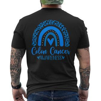 Rainbow March We Wear Blue Colorectal Cancer Awareness Colon Men's T-shirt Back Print | Mazezy