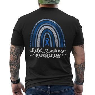 Rainbow National Child Abuse Prevention Month Awareness 2024 Men's T-shirt Back Print - Seseable