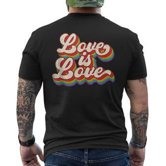 Rainbow Vintage Love Is Love Lgbt Gay Lesbian Pride V2 Mens Back Print T-shirt - Thegiftio UK