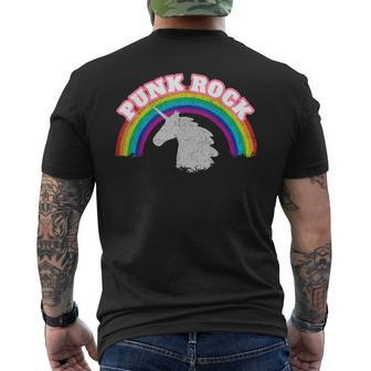 Rainbow Vintage Punk Rock Gay Pride Unicorn Men's T-shirt Back Print - Monsterry CA