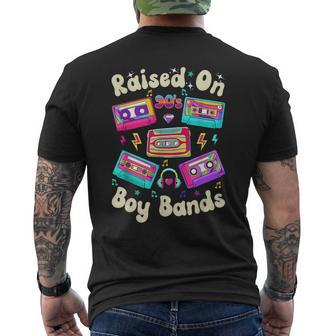 Raised On 90S Boy Bands Cassette Tape Retro Men's T-shirt Back Print - Monsterry