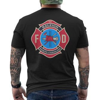 Raleigh Nc Bravery Badge Firefighter's Pride Emblem Men's T-shirt Back Print - Monsterry CA