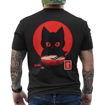 Ramen Cat Japanese Love Kanji Vintage Rising Sun Neko Nippon Men's T-shirt Back Print - Monsterry UK