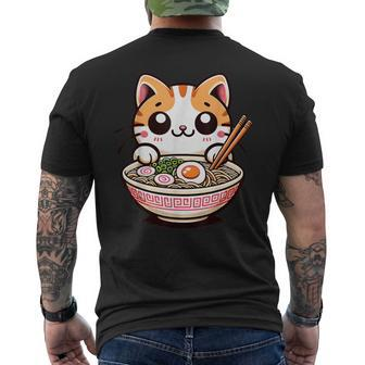 Ramen Cat Kawaii Anime Cat Ramen Lover Sweet Men's T-shirt Back Print - Monsterry UK