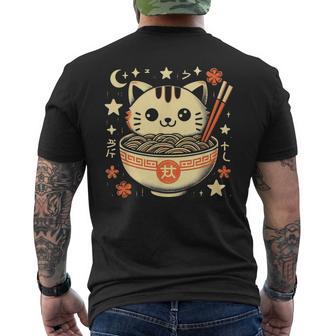 Ramen Cat Kawaii Neko Japanese Noodles Aesthetic Otaku Lover Men's T-shirt Back Print - Monsterry AU