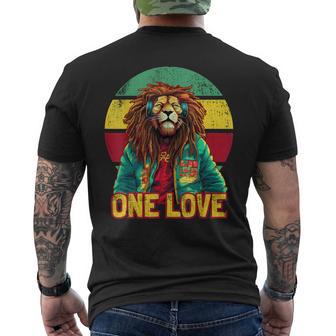 Rasta Lion Reggae Music One Love Graphic Men's T-shirt Back Print - Monsterry CA