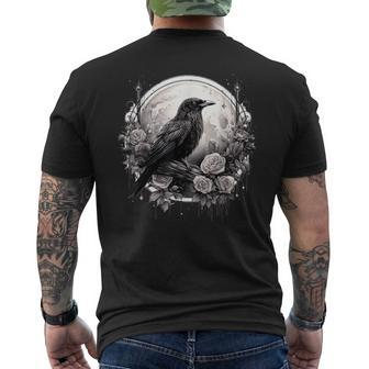 Raven Full Moon Gothic Witchy Crow Roses Mystical Men's T-shirt Back Print - Monsterry UK