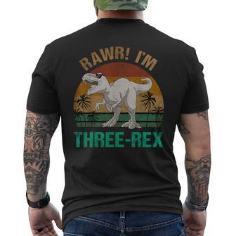 Rawr I'm Three Rex 3Rd Birthday T-Rex Dinosaur 3 Years Old Men's T-shirt Back Print - Thegiftio UK