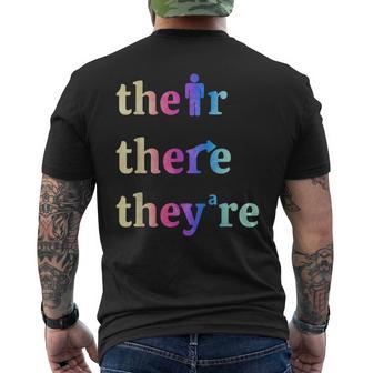 There Their They're English Grammar Teacher Men's T-shirt Back Print - Monsterry UK