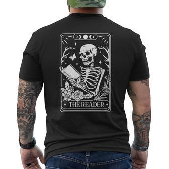 The Reader Tarot Skeleton Reading Men's T-shirt Back Print - Seseable